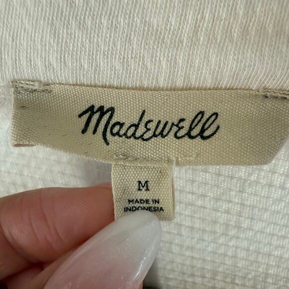 Madewell Womens Cream Button Front Top M Boxy Fit Cotton Gauze Coastal Style - Picture 5 of 8